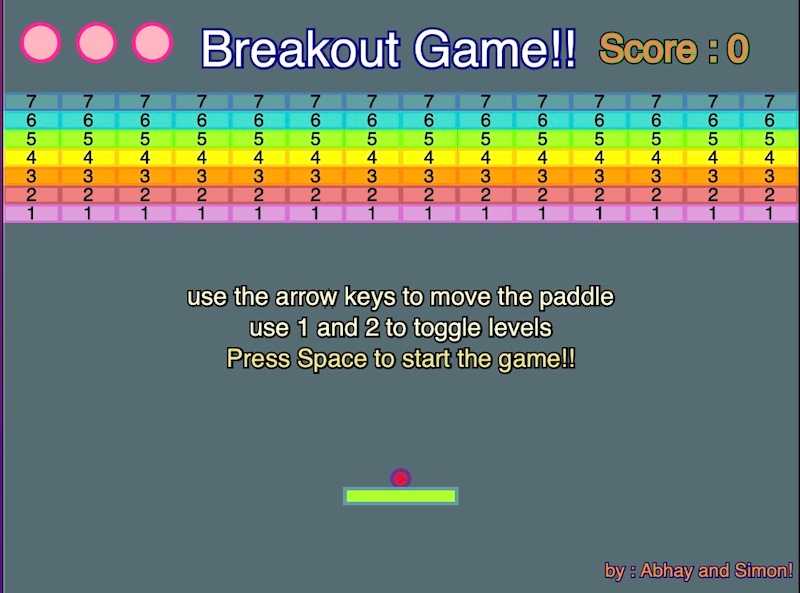 BREAKOUT GAME!! with levels and nums on bricks!