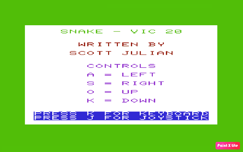 VIC 20 SNAKE