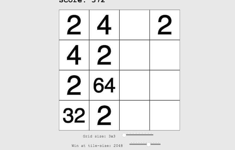 2048 with variable grid size, touch support and tests!