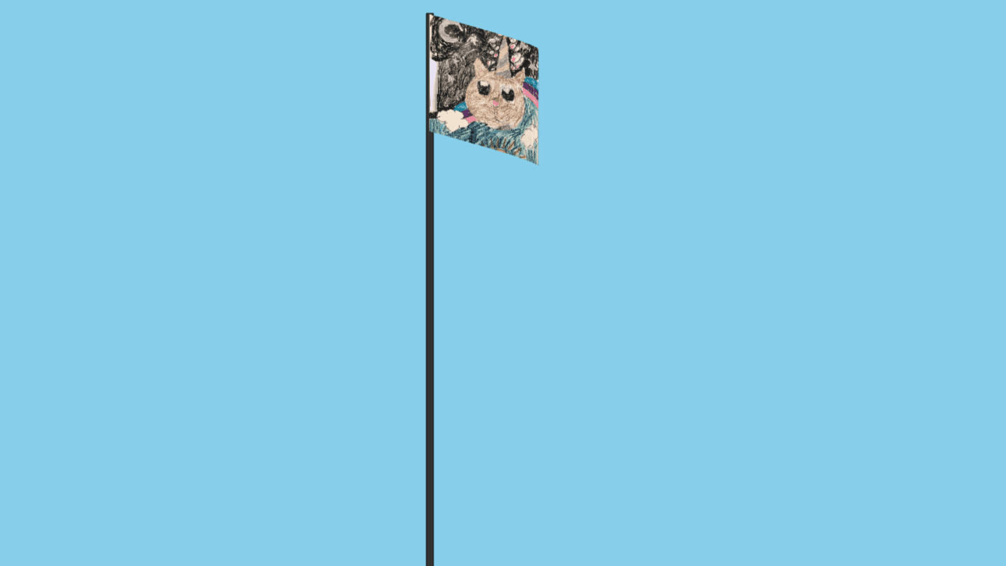 p5.js Unikitty Flag on Flagpole (w/Matter.js)